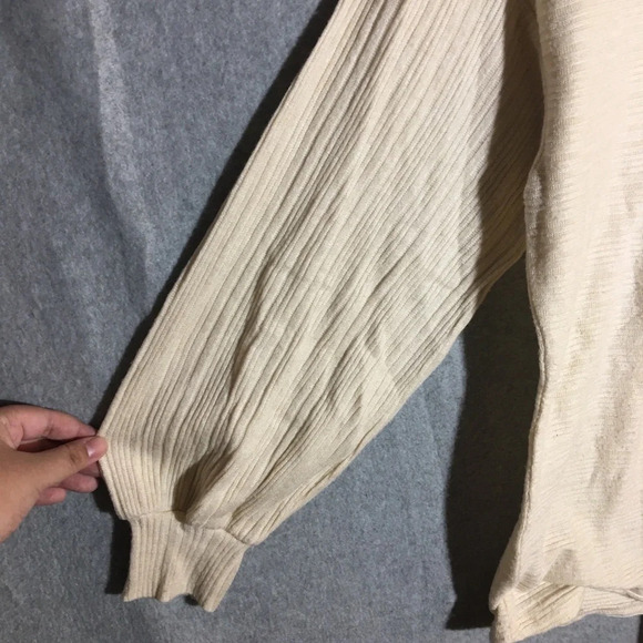 Womens Beceel Blouse Cream Boho Beachy Cottage Core Coastal Thin Wide Neck - Picture 4 of 6